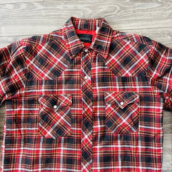 Vtg Stylewise Plaid Jacket Mens 15 1/2 Red Fleece Long Sleeve Lumberjack Outdoor - Picture 2 of 14